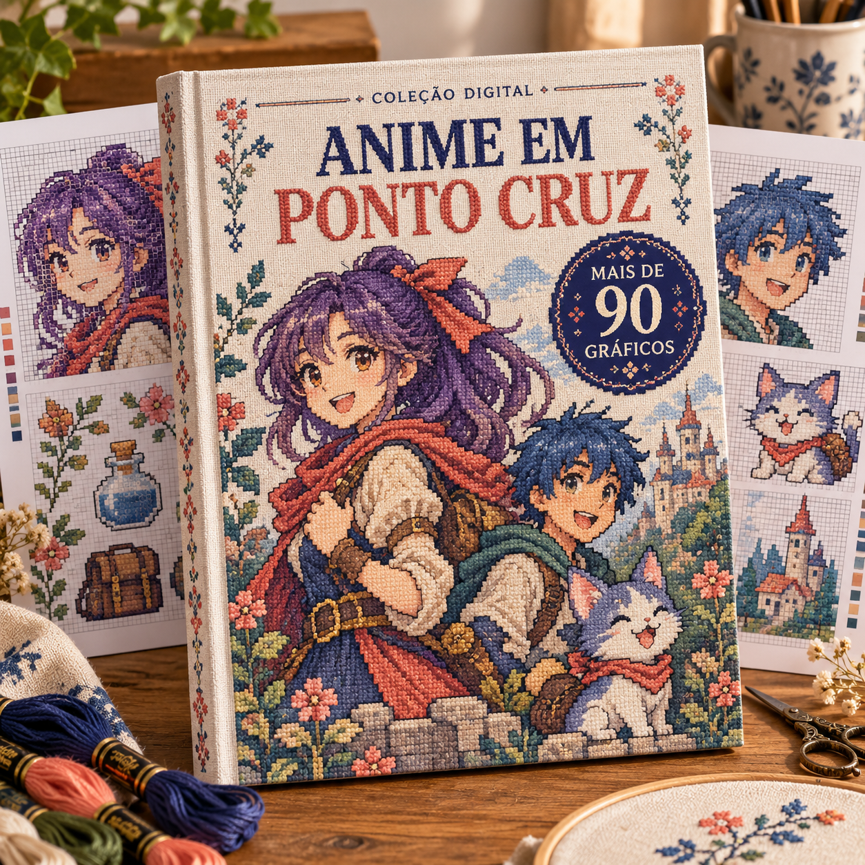 Capa ilustrativa da coleção Anime em Ponto Cruz